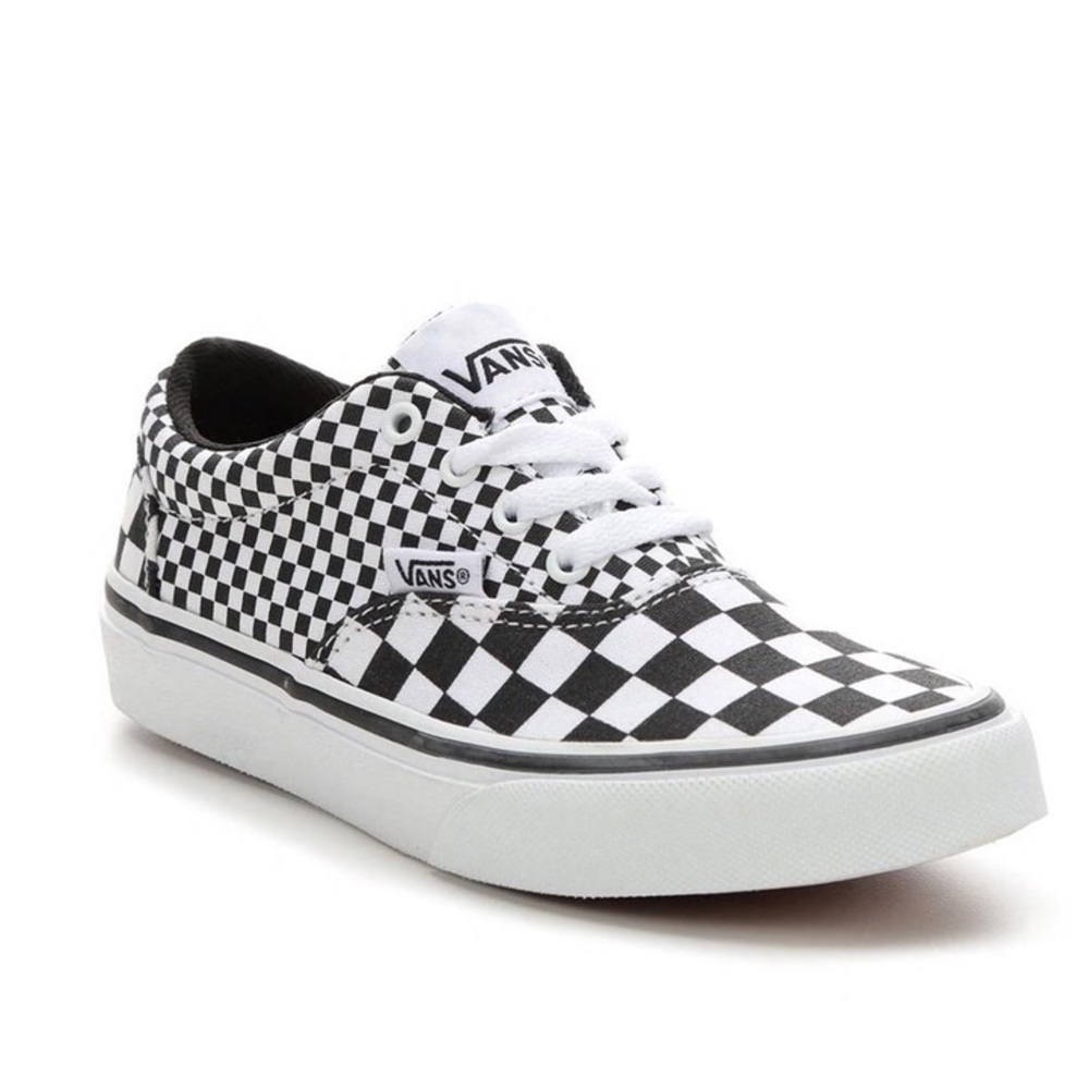 Kids Lace-up Black and White Checkerboard Vans, Size 2.0